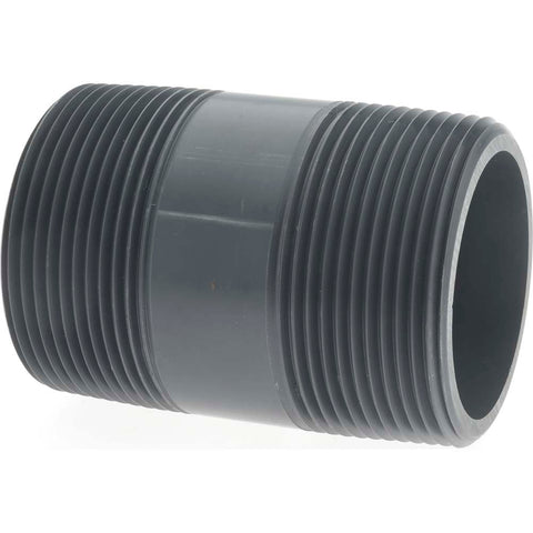 2-1/2" Pipe, 4" Long PVC Threaded Plastic Pipe Nipple