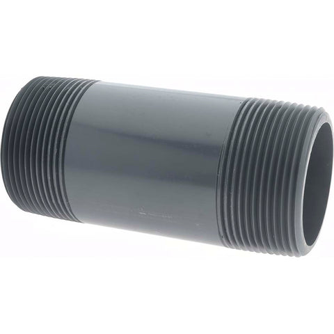 2-1/2" Pipe, 6" Long PVC Threaded Plastic Pipe Nipple