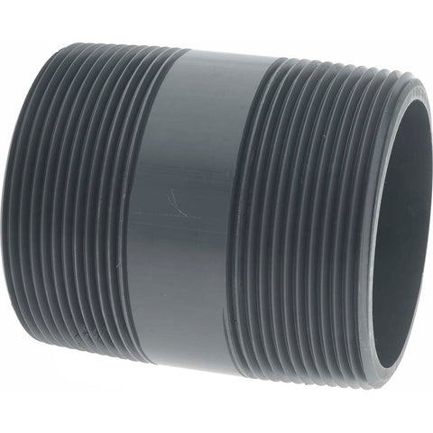 3" Pipe, 4" Long PVC Threaded Plastic Pipe Nipple