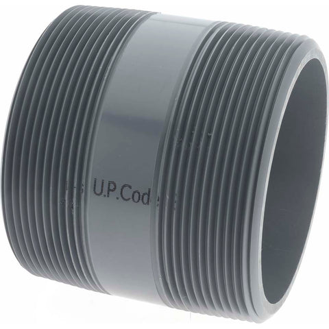 4" Pipe, 4" Long PVC Threaded Plastic Pipe Nipple