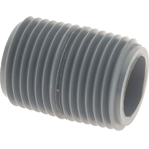 1/2" Pipe, 1-1/8" Long CPVC Threaded Plastic Pipe Nipple