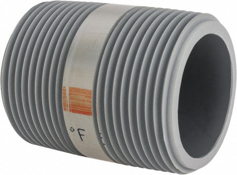 1-1/4" Pipe, 2" Long CPVC Threaded Plastic Pipe Nipple