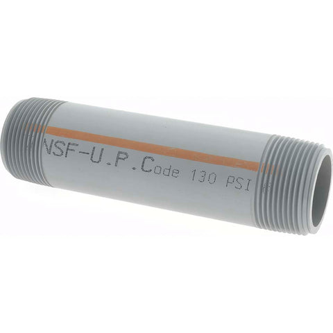 1-1/4" Pipe, 6" Long CPVC Threaded Plastic Pipe Nipple