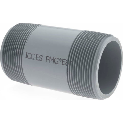 2" Pipe, 4" Long CPVC Threaded Plastic Pipe Nipple