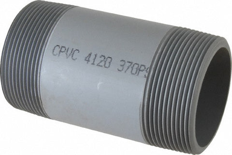 3" Pipe, 6" Long CPVC Threaded Plastic Pipe Nipple