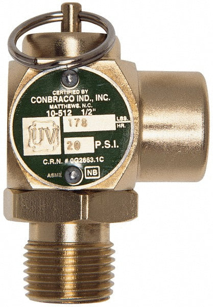 ASME Safety Relief Valve: 1/2" Inlet, 30 Max psi