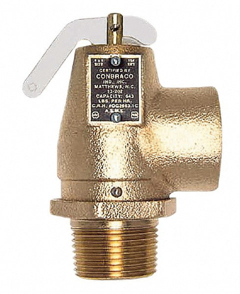 ASME Low Pressure Steam Heating Relief Valve: 3/4" Inlet, 10 Max psi