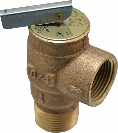 ASME Low Pressure Steam Heating Relief Valve: 3/4" Inlet, 15 Max psi