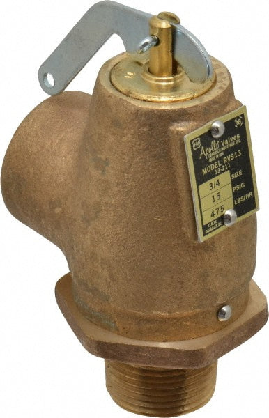 ASME Low Pressure Steam Heating Relief Valve: 3/4" Inlet, 15 Max psi