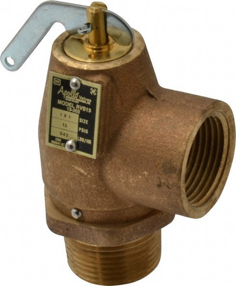 ASME Low Pressure Steam Heating Relief Valve: 1" Inlet, 15 Max psi