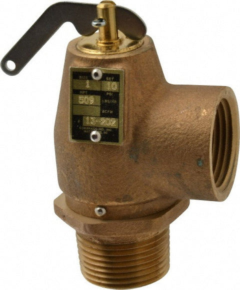 ASME Low Pressure Steam Heating Relief Valve: 1" Inlet, 10 Max psi