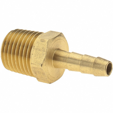 Barbed Hose Fitting: 1/4" x 3/16" ID Hose, Male Connector