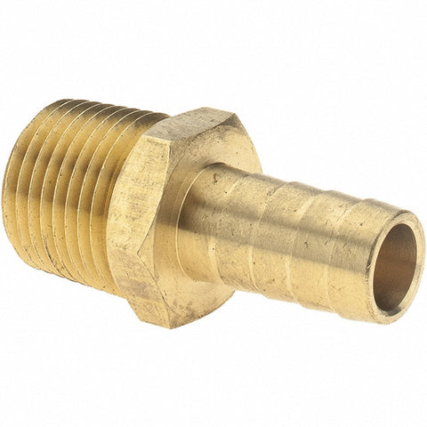 Barbed Hose Fitting: 1/2" x 1/2" ID Hose, Male Connector