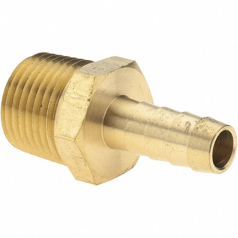 Barbed Hose Fitting: 1/2" x 3/8" ID Hose, Male Connector