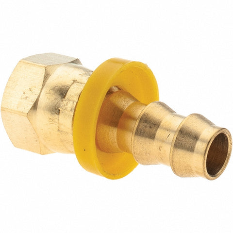 Barbed Push-On Hose Female Connector: 9/16" UNF, Brass