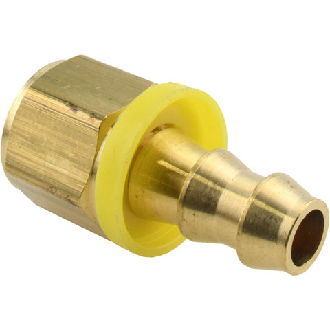 Barbed Push-On Hose Female Connector: 3/8" NPT, Brass, 3/8" Barb