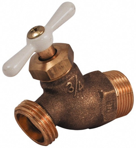 3/4" Pipe, 125 psi WOG Rating, Brass Hose Bibb, Stop Valve
