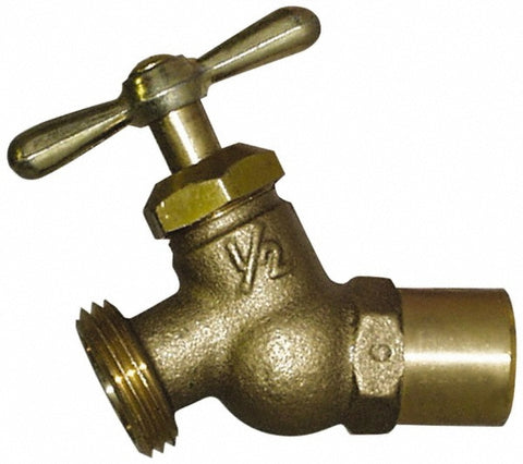 3/4" Pipe, 125 psi WOG Rating, Brass Hose Bibb, Stop Valve