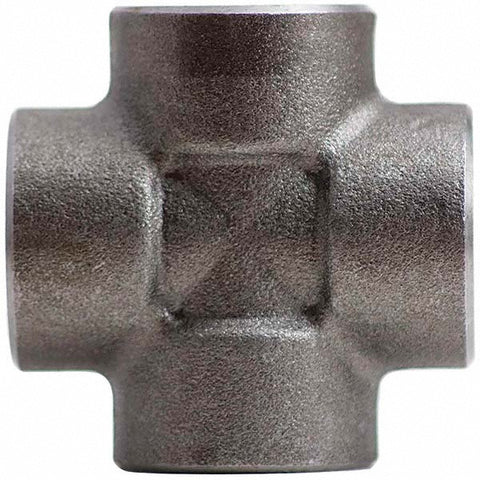 Black Pipe Fittings: Cross, 2", FNPT, Carbon Steel