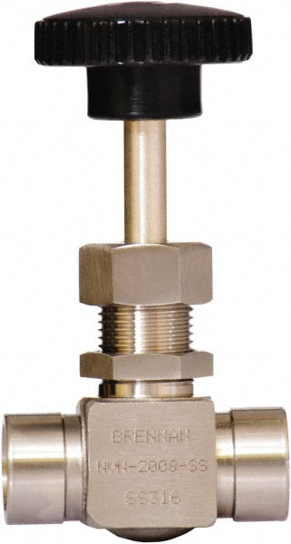Needle Valve: Straight, 1/4" Pipe, NPT End, Stainless Steel Body, Polytetrafluoroethylene Seal