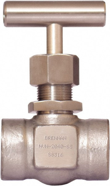 Needle Valve: Straight, 3/8" Pipe, Stainless Steel Body, Polytetrafluoroethylene Seal