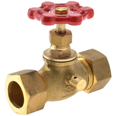 3/4" Pipe, 125 psi WOG Rating, Brass Stop & Waste Valve