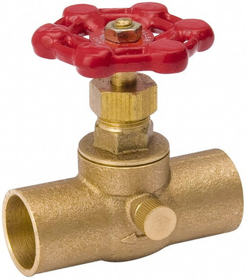 3/8" Pipe, 125 psi WOG Rating, Brass Stop & Waste Valve