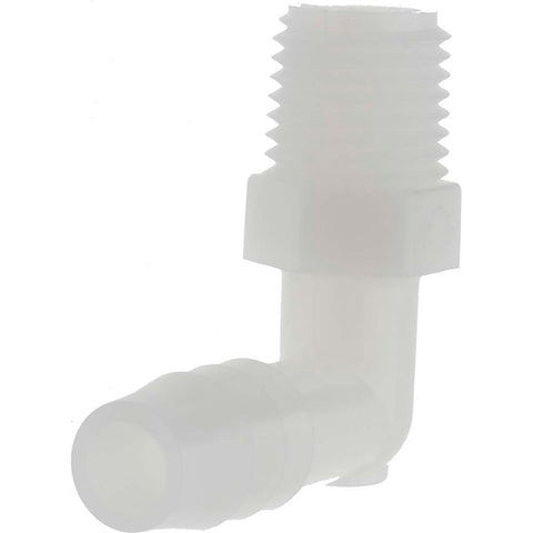 Barbed Tube Elbow: 3/8" Barbs, 1/4" NPT