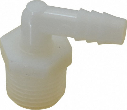 Barbed Tube Elbow: 3/8" Barbs, 1/2" NPT