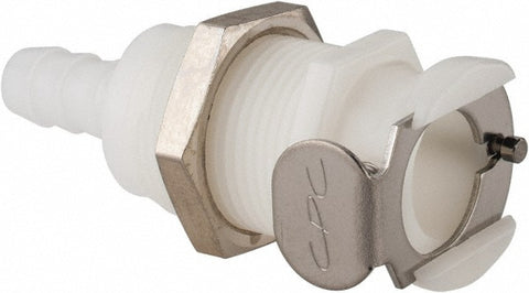 1/4" Nominal Flow, 1/4" ID, Female, Panel Mount Hose Barb-Female Socket
