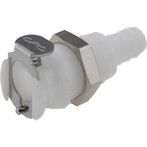 1/4" Nominal Flow, 3/8" ID, Female, Panel Mount Hose Barb-Female Socket