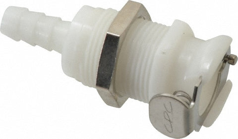 1/4" Nominal Flow, 1/4" ID, Female, Panel Mount Hose Barb-Female Socket