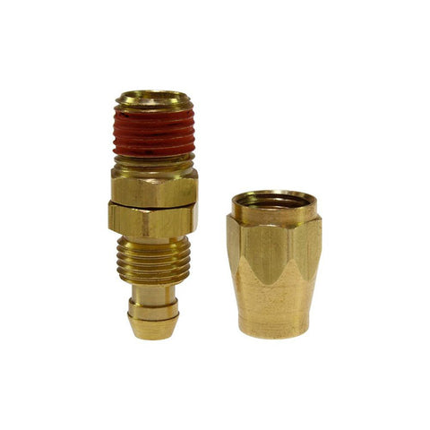 1/4 NPT, Brass Reusable Hose Male Swivel Fitting