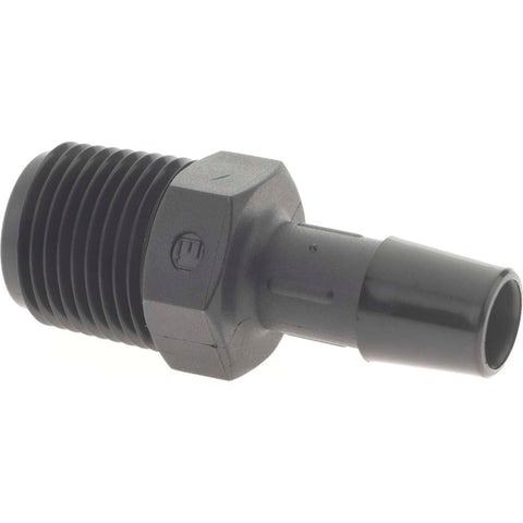 Barbed Tube Adapter: Single Barb, 3/8" Barb, 3/8" NPT