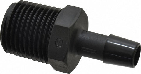 Barbed Tube Adapter: Single Barb, 3/8" Barb, 1/2" NPT