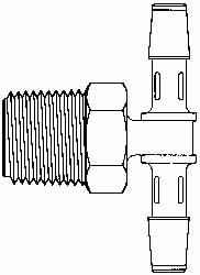 1/4" Barb, 6/8 NPT, Kynar Single Barbed Tube Branch Tee