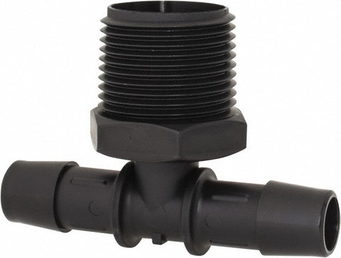 Barbed Tube Branch Tee: 1/2" Barbs, 3/4" NPT