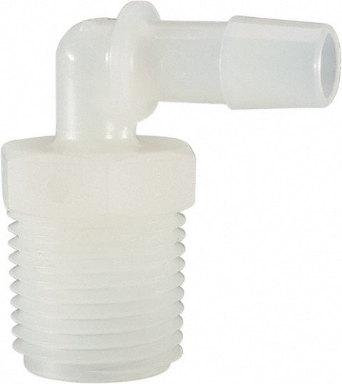 Barbed Tube Elbow: 3/8" Barbs, 1/2" NPT