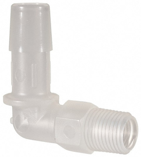 Barbed Tube Elbow: Single Barb, 3/8" Barb, 1/8" NPT