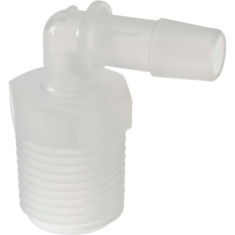 Barbed Tube Elbow: 3/8" Barbs, 1/2" NPT