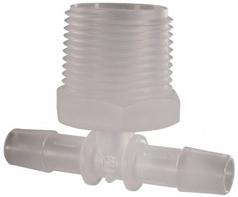 Barbed Tube Branch Tee: 3/8" Barbs, 3/4" NPT