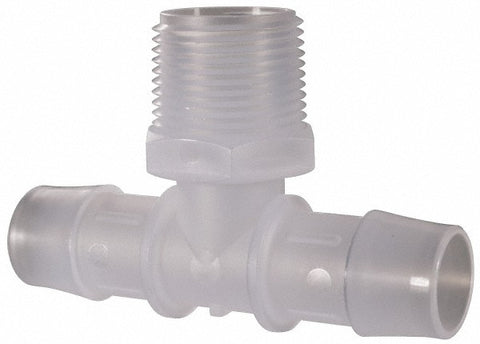 Barbed Tube Branch Tee: 3/4" Barbs, 3/4" NPT