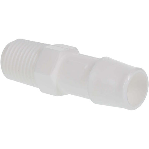 Barbed Tube Adapter: Single Barb, 1/2" Barb, 1/4" NPT