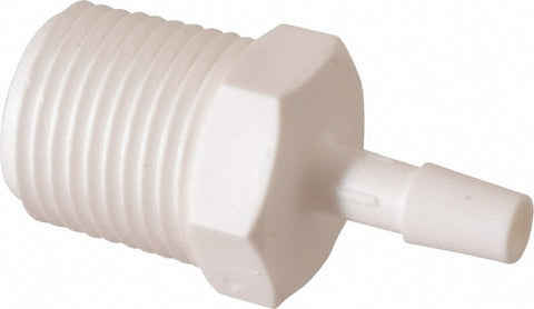 Barbed Tube Adapter: Single Barb, 1/4" Barb, 1/2" NPT