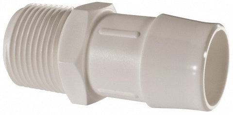 Barbed Tube Adapter: Single Barb, 1" Barb, 3/4" NPT