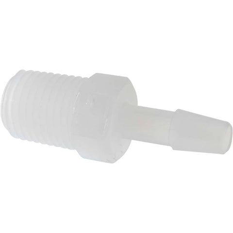 Barbed Tube Adapter: Single Barb, 1/4" Barb, 1/4" NPT