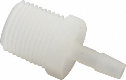 Barbed Tube Adapter: Single Barb, 1/4" Barb, 1/2" NPT