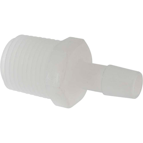 Barbed Tube Adapter: Single Barb, 3/8" Barb, 1/2" NPT