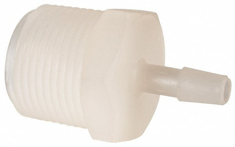 Barbed Tube Adapter: Single Barb, 1/4" Barb, 3/4" NPT