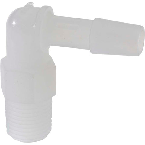 Barbed Tube Elbow: Single Barb, 1/4" Barb, 1/8" NPT